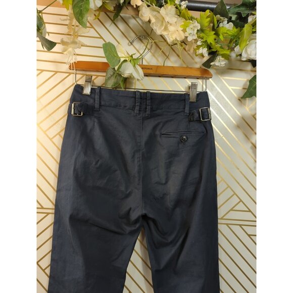 DIESLE Women's Black Gold Crop Navy Blue Skinny Buckle Sides Adjust Size 36 - Picture 8 of 9